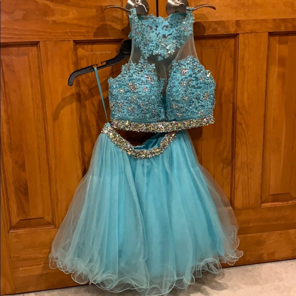 Size 2 (two piece) light blue homecoming dress